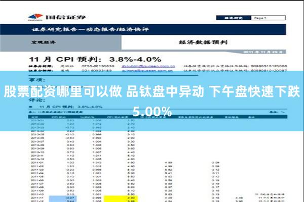 股票配资哪里可以做 品钛盘中异动 下午盘快速下跌5.00%